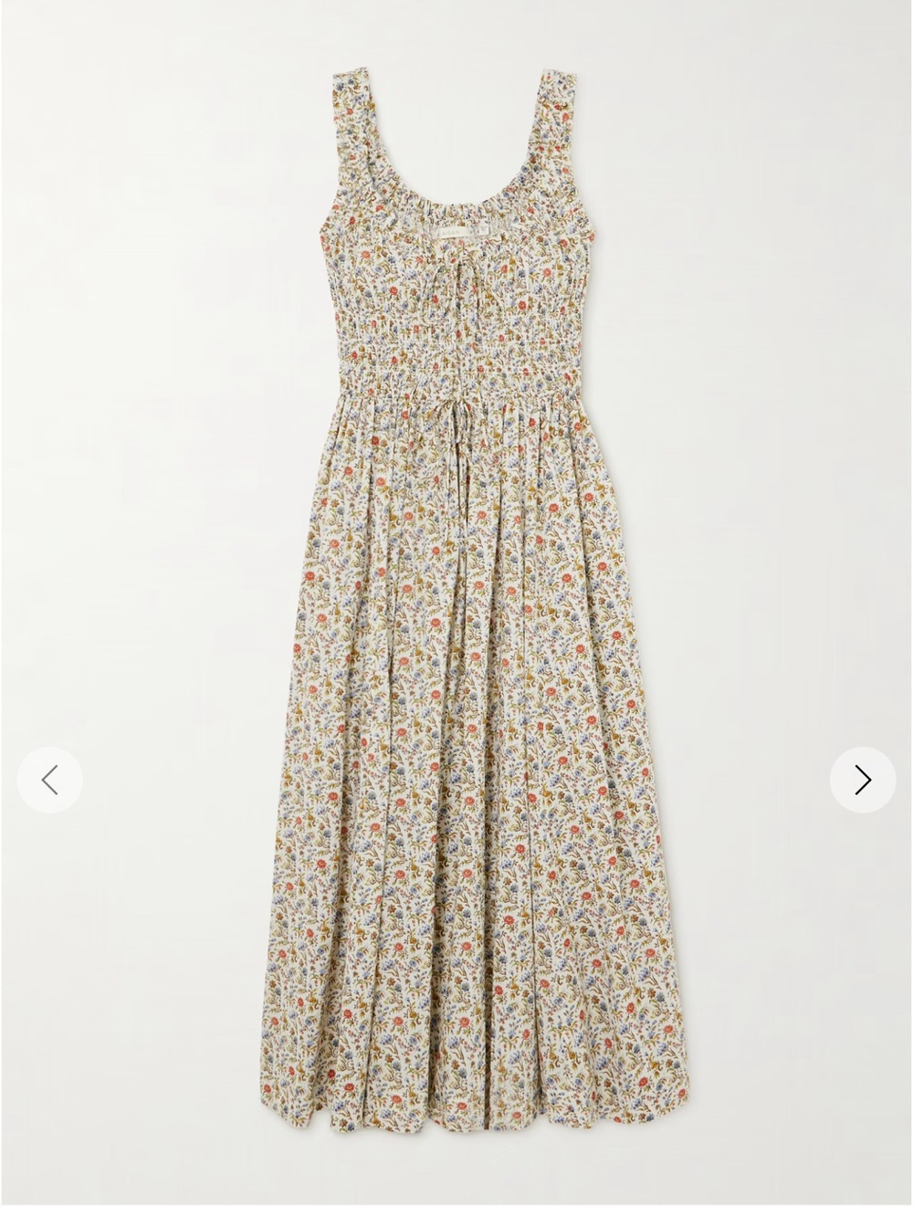 DÔEN Women's Natural Emmaretta
Shirred Floral-Print Cotton-Voile
Midi Dress